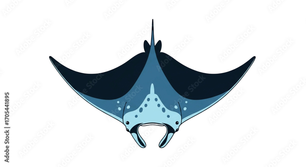 Fototapeta premium Blue Manta Ray Illustration.