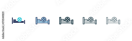 Hospital bed icons vectors for apps and web.