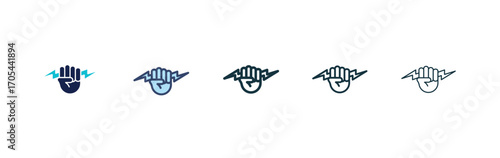 Hand with Power icons vectors for apps and web.