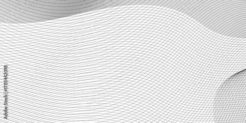 Thin stroke curve pattern line stripes overlapping | Decorated random futuristic technological background | Modern black line vector illustration