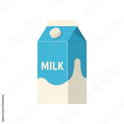 Blue Milk Carton with White Cap and Label.