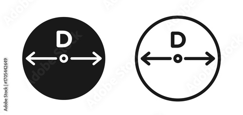 Diameter icons vectors for apps and web.