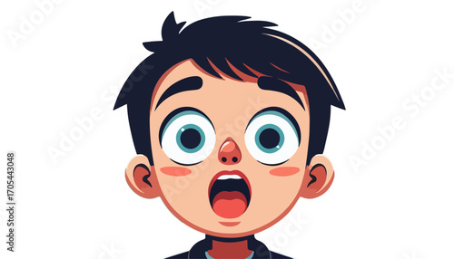 Emotional Boy with Surprised Expression Vector