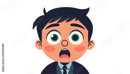 Surprised Boy Expression Vector Illustration