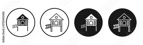 Chicken coop icons vectors for apps and web.