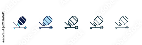 Cement mixers icons vectors for apps and web.