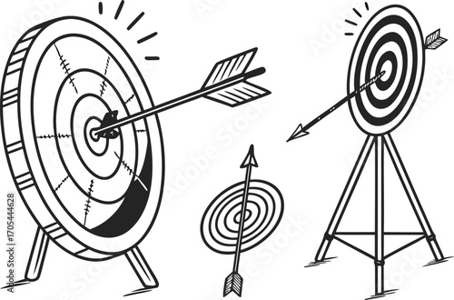 Achieving business goals with precision and accuracy, a red bullseye target with a dart in the center