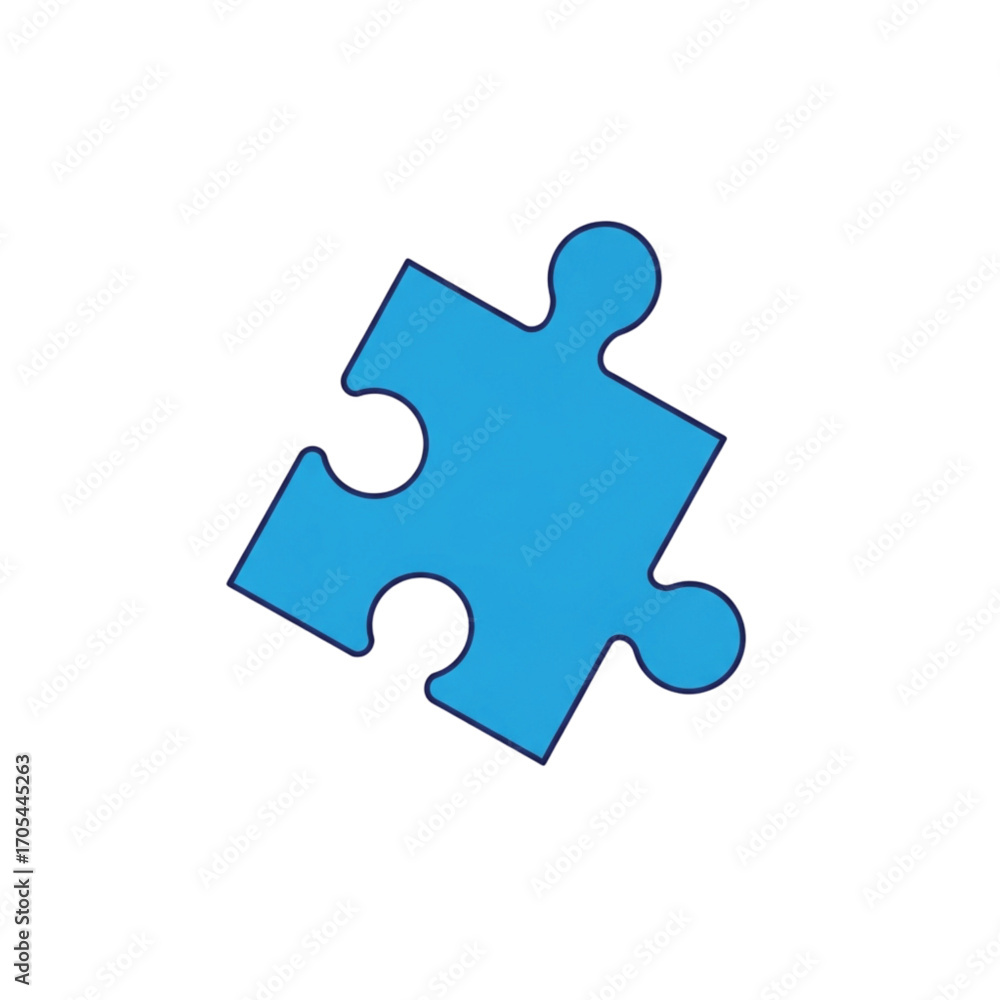 Fototapeta premium Blue Puzzle Piece Isolated on White Background.
