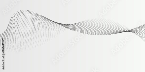 Black lines with wavy effect. Trple lines pattern with soft grey background. Stroke lines technology.