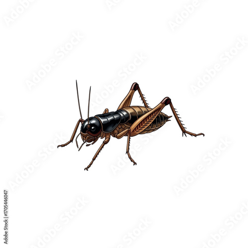 Detailed Illustration of a Cricket Insect.