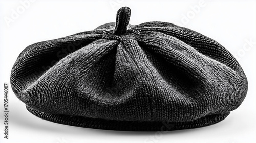 Gray beret hat with photo studio shot as sales promotion
