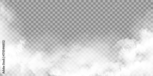 Smoke overlay effect, realistic fog on transparent