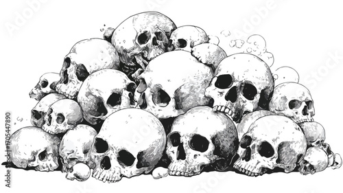 Variety of Shaped Skulls Pile Background