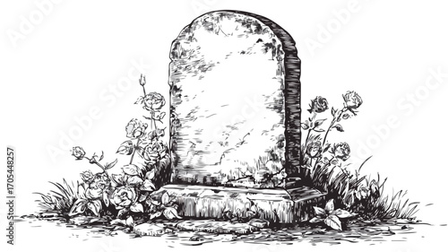 Ancient Religious Tombstone Sketch Concept for Adobe Stock Photos