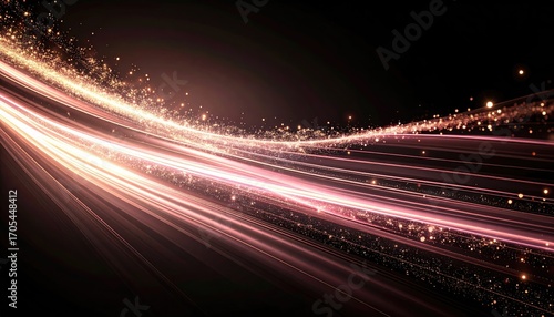 Dynamic Cyan Lens Flares Over Midnight Blue Field Abstract Background with Light Streaks, Elegant Composition, Modern Aesthetics and Light Effects