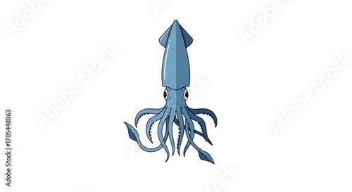 Blue Squid Illustration.