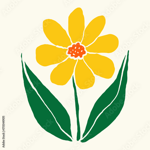 Colorful floral vector illustration with leaves and wildflowers