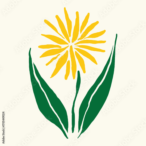 Colorful floral vector illustration with leaves and wildflowers