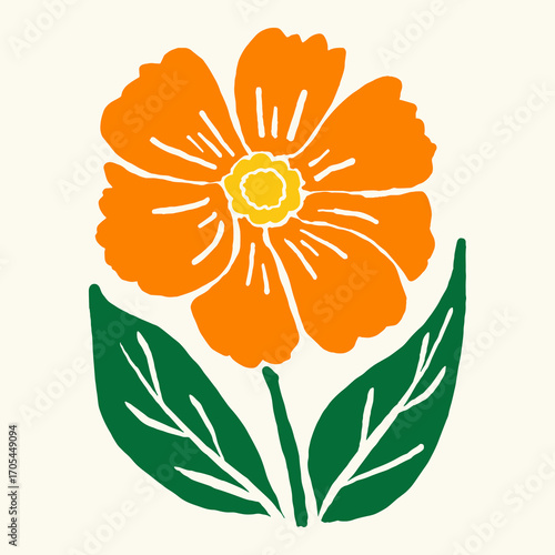 Colorful floral vector illustration with leaves and wildflowers