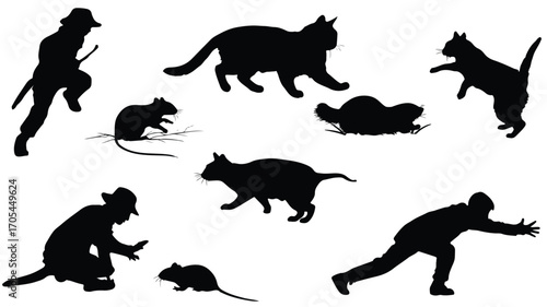 Playful Cat Silhouette Vector Illustration for Creative Designs