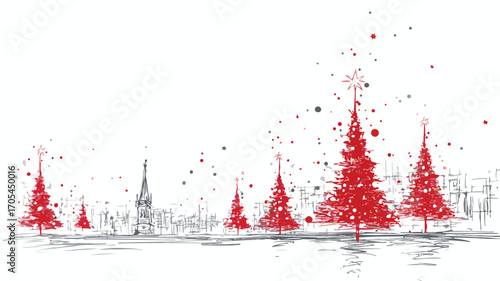 Christmas Vector on White Background: Festive Holiday Illustration Ideal for Graphic Design Projects