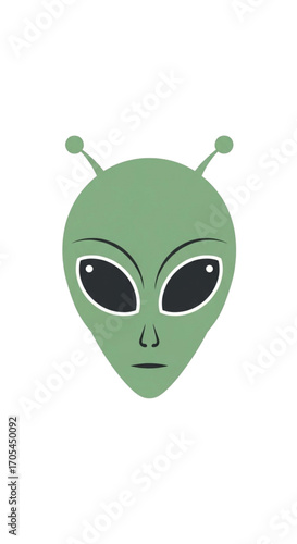 Green Alien Head With Antennae.