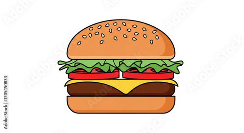 Delicious Hamburger with Lettuce and Tomato.