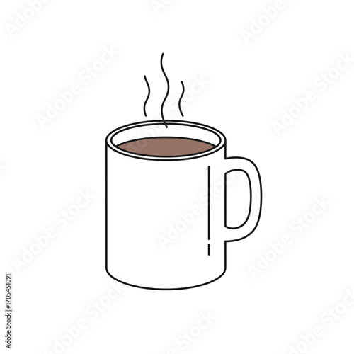 Steaming coffee cup A simple illustration of a warm beverage in a classic mug, perfect for morning enjoyment