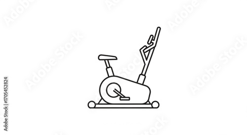 Get moving with this exercise bike line art, perfect for fitness promotions and health campaigns, representing wellness and active lifestyle, ideal for gym advertising and health-focused content
