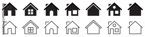 House icons set. Collection home icons. House symbol. Real estate. Vector illustration.