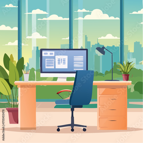 Workplace. Vibrant Workspace with Desktop Computer