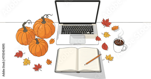 Seasonal Vector of Animator in Cozy Autumn Studio