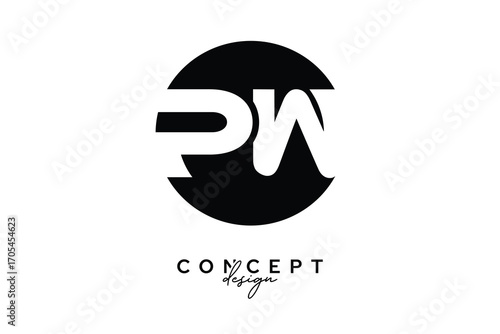 PW Creative Negative Space Circle Monogram Logo Design