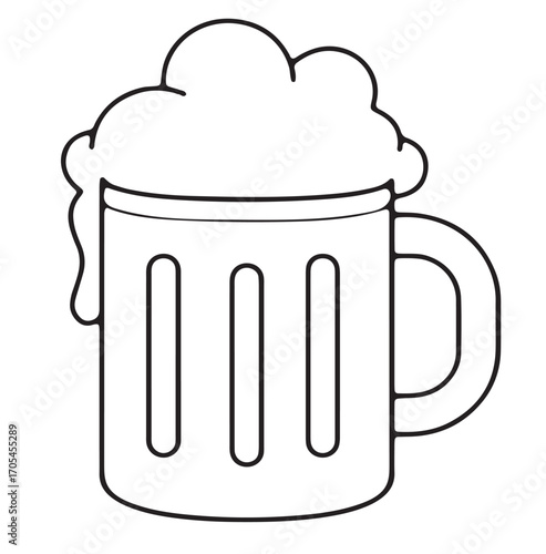 vector illustration of  mug of braver icon with foam