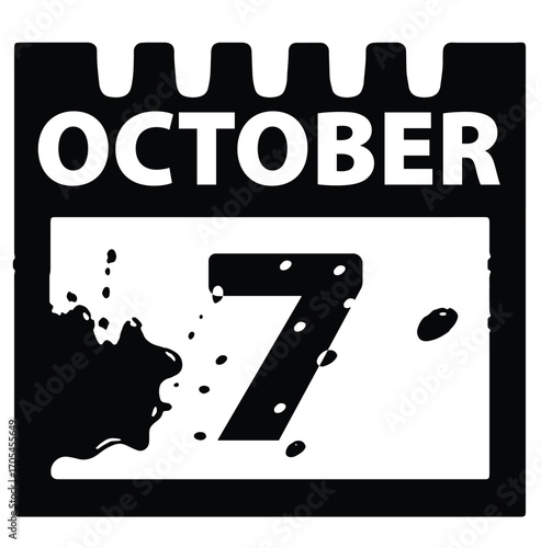 vector illustration of october 7 date