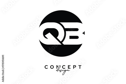 QB Creative Negative Space Circle Monogram Logo Design