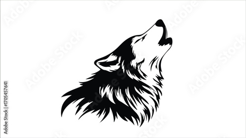 Enigmatic Howling Wolf Icon Illustration for Design Projects