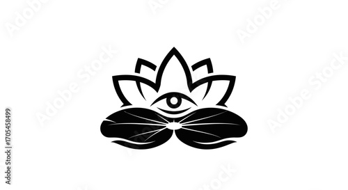 Stylized Lotus Flower with Third Eye Symbol.