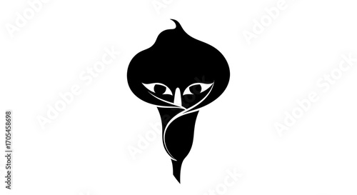 Minimalist Black Ink Calla Lily with Peeking Eyes.