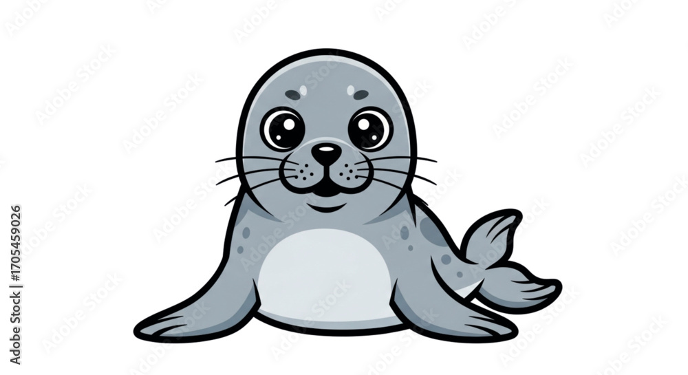 Obraz premium Cute Cartoon Seal Animal Illustration.