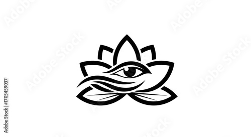 Mystical lotus flower with an all seeing eye symbol.