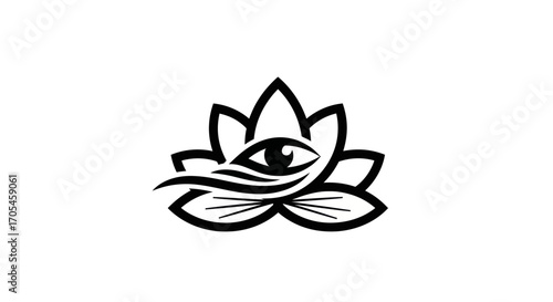 Mystical lotus flower with an all seeing eye symbol.