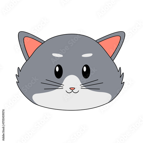 Cartoon face of grey cat