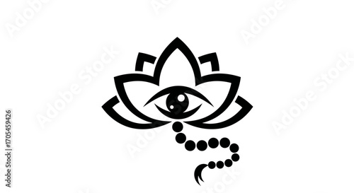 Third Eye Lotus Flower with Prayer Beads Spiritual Symbol.