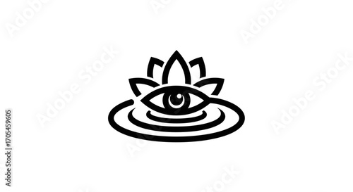 Spiritual All Seeing Eye and Lotus Symbol Icon.