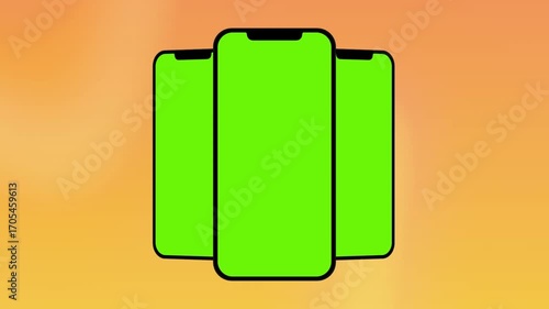 Modern Smartphone Green Screen Mockup for Seamless App UI and Content Presentation on Chroma Key