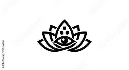 Mystical Lotus Flower with All Seeing Eye Symbol.