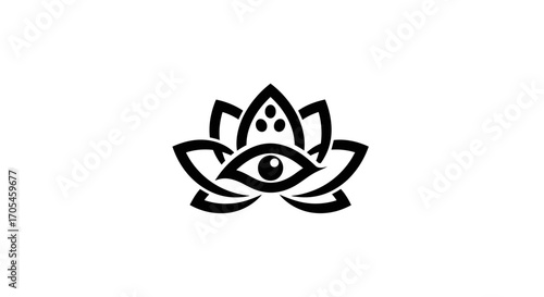 Mystical lotus flower with an all seeing eye symbol.
