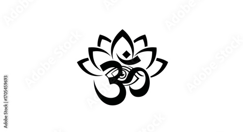 Spiritual Hindu Om symbol combined with a stylized lotus flower.