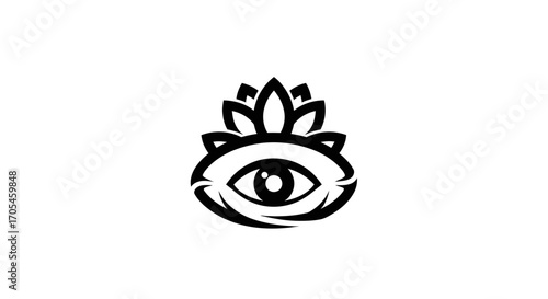 Spiritual symbol of an eye with a lotus flower crown.